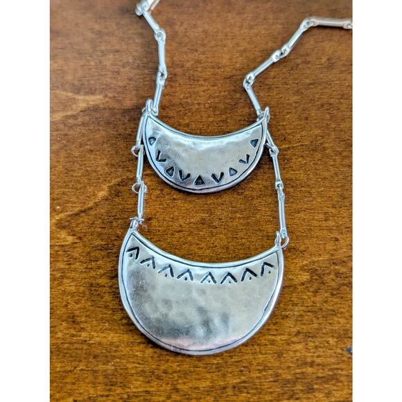 SILPADA Sterling Silver Half Moon Celestial Chic Pendant Long Bar Link Necklace - Picture 3 of 7